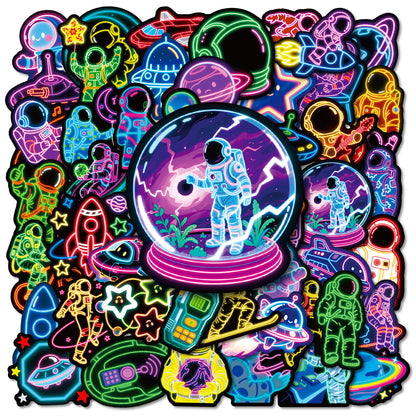 Sticker Pack Neon Astronaut Waterproof Vinyl For Luggage