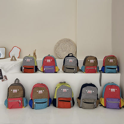 Kids Canvas Backpack Casual Lightweight Double Shoulder Bag