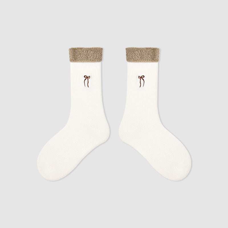 Kids Mid Calf Animal Embroidered Cotton Socks