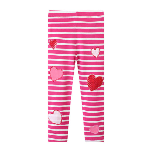 Cartoon Design Kids Leggings Stretchy Cotton Pants