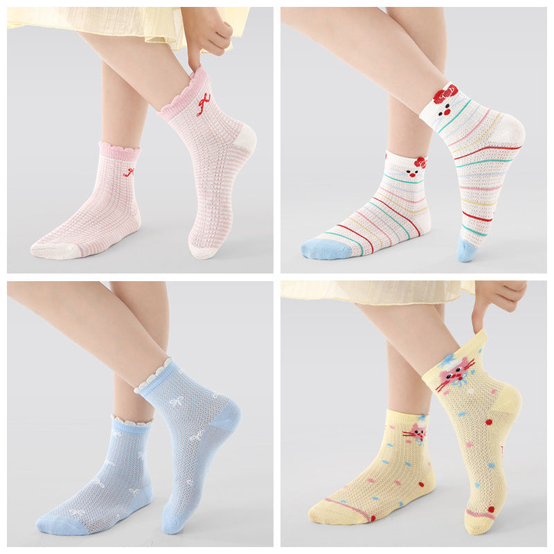 Kids Mesh Cotton Socks Cute Cartoon Breathable Everyday