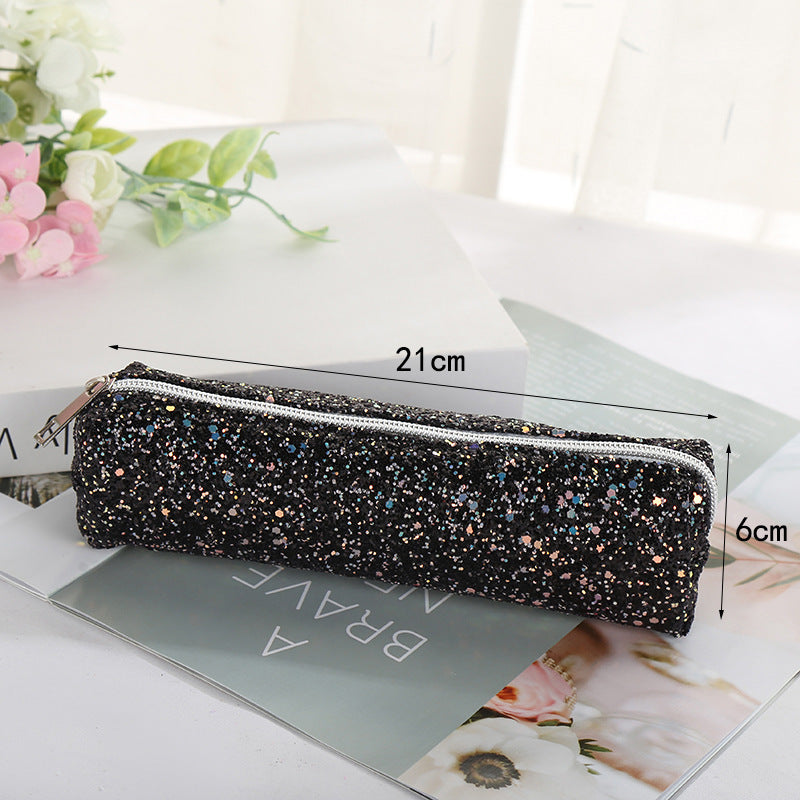 Round Pencil Pouch Minimalist Oxford Fabric For School