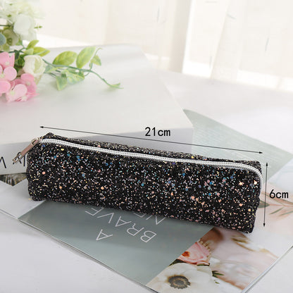 Round Pencil Pouch Minimalist Oxford Fabric For School