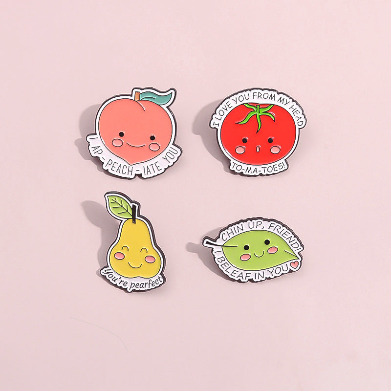 Adorable Fruit Brooch - Peach Apple Pear Pin for Fashionable Style