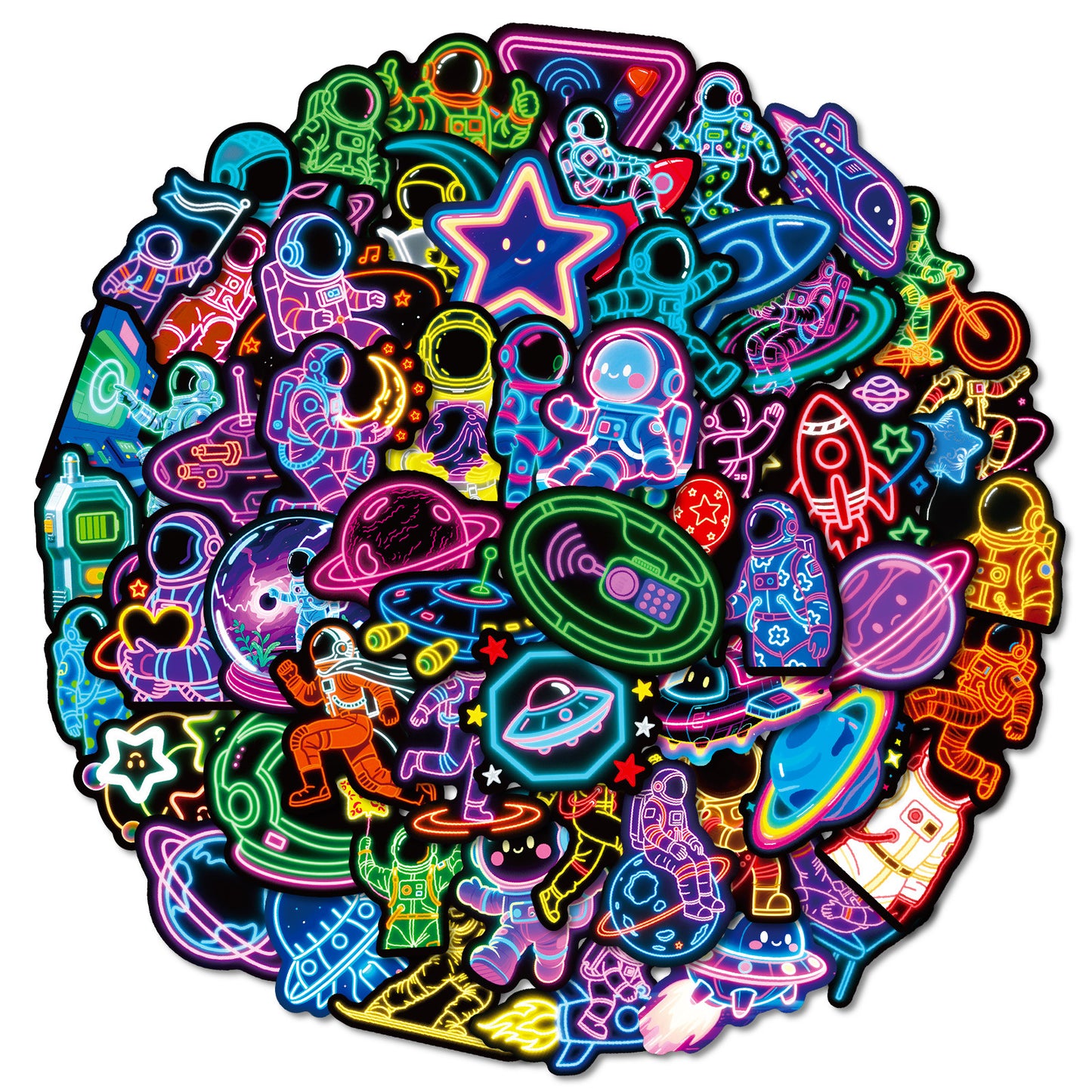 Sticker Pack Neon Astronaut Waterproof Vinyl For Luggage