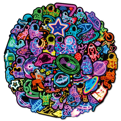 Sticker Pack Neon Astronaut Waterproof Vinyl For Luggage