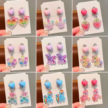 Cute Cartoon Bear Clip-On Earrings for Kids