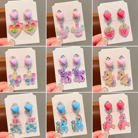 Cute Cartoon Bear Clip-On Earrings for Kids