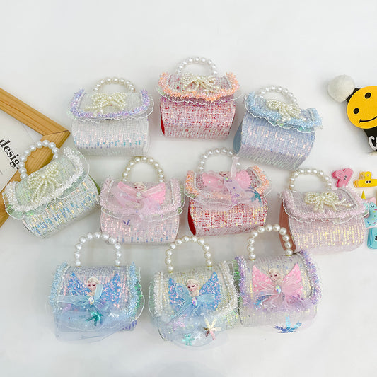 Cute Princess Handbag with Bow and Pearls for Kids