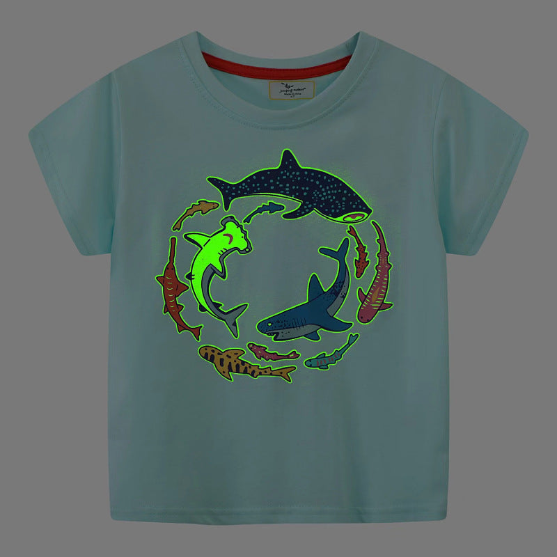 Glow-in-the-Dark Summer Kids T-Shirt with Cartoon Design