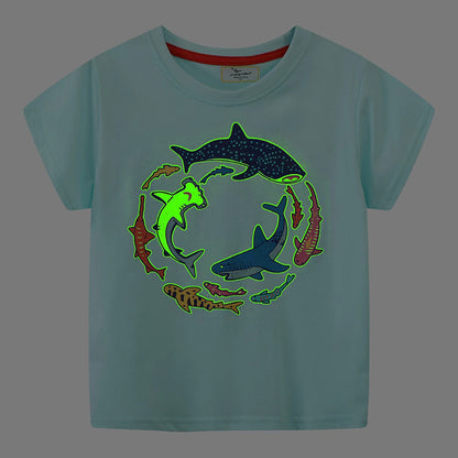 Glow-in-the-Dark Summer Kids T-Shirt with Cartoon Design