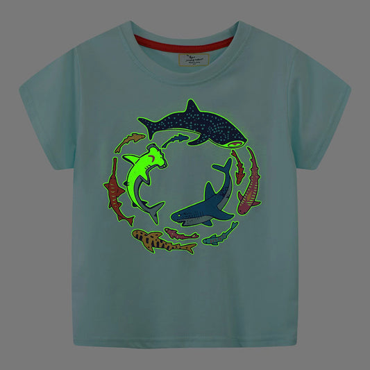 Glow-in-the-Dark Summer Kids T-Shirt with Cartoon Design