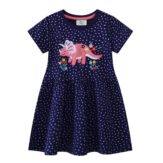 Cartoon Short Sleeve Knit Dress for Girls