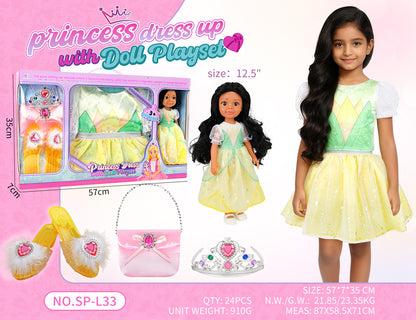 Princess Doll Dress-Up Playset - 32cm Rubber Doll Toy