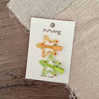 Colorful Star and Flower Hair Clips for Kids