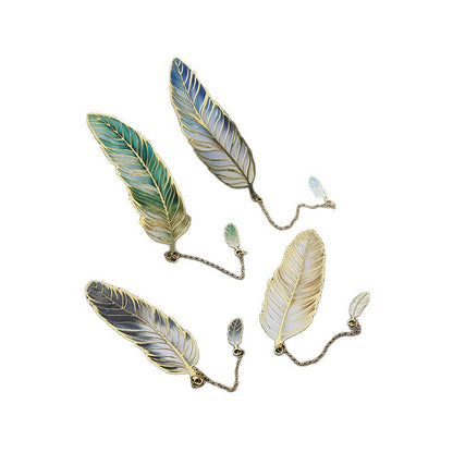 Metal Feather Bookmark Artistic Enamel Gift