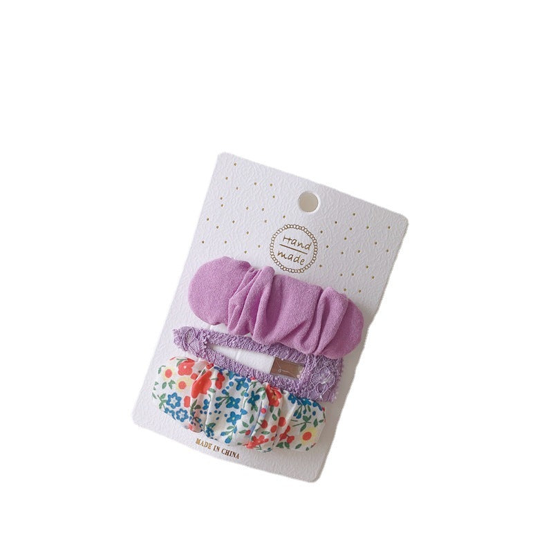 Floral Fabric Hair Clips Set for Girls - 3 Pieces