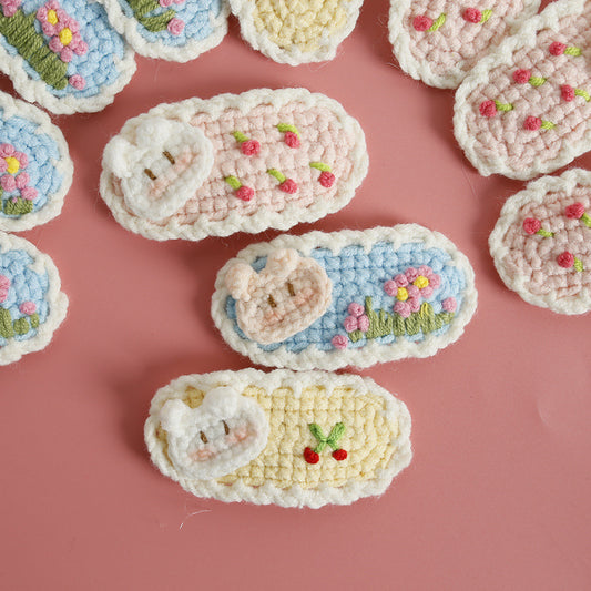 Sweet Handmade Crochet Bunny Hair Clip Cartoon Style Hair Accessory
