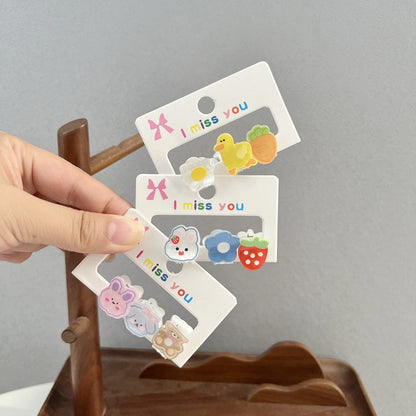 Mini Cartoon Hair Clips Set for Kids - Cute Duck and Carrot Design