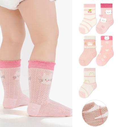 Breathable Cotton Baby Socks With Cartoon Colors