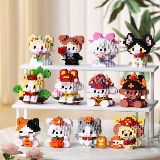 Compatible LEGO Mini Animal Figures Cute Dog and Cat Building Blocks