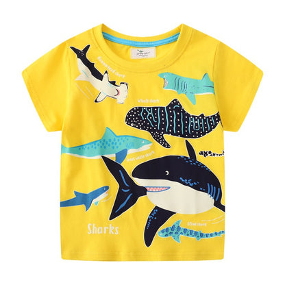 Kids Glow In The Dark Shark T-Shirt Casual Short Sleeve Tee