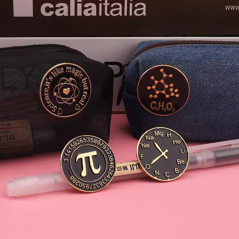 Chemical Elements Mathematical Pi Science Molecule Badge Creative Metal Pin