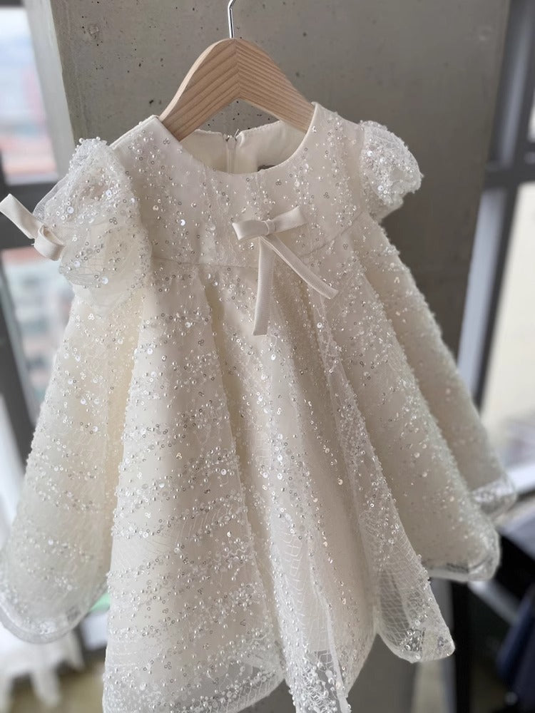 Girls' Sequin Puff Sleeve Princess Birthday Dress