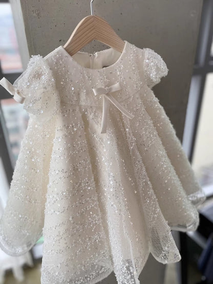 Girls' Sequin Puff Sleeve Princess Birthday Dress