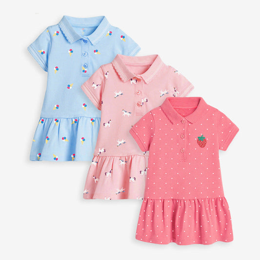Summer Short Sleeve Polo Dress for Girls