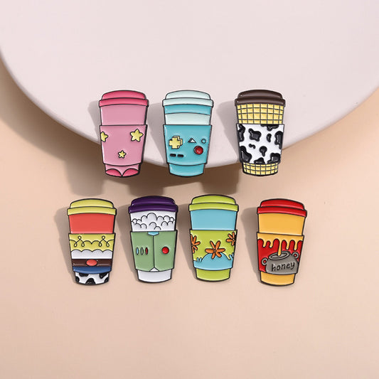 Cartoon Star Milk Tea Mug Brooch Stylish Alloy Pin