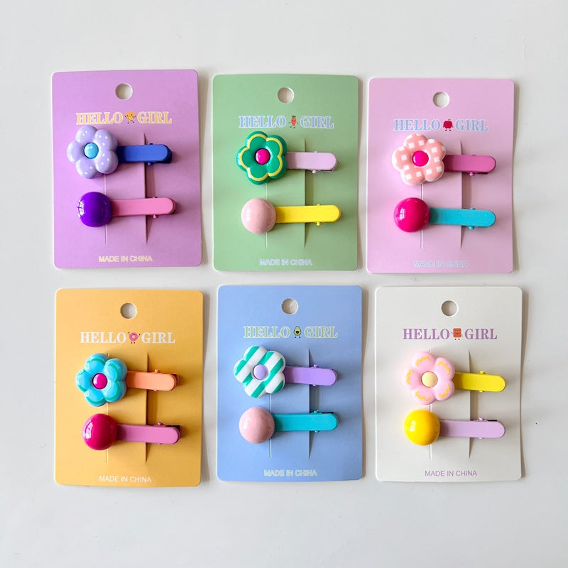 Colorful Flower Bead Hair Clips for Kids