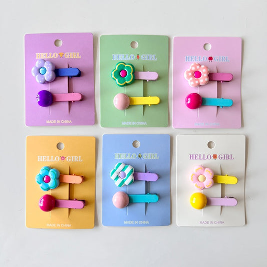 Colorful Flower Bead Hair Clips for Kids