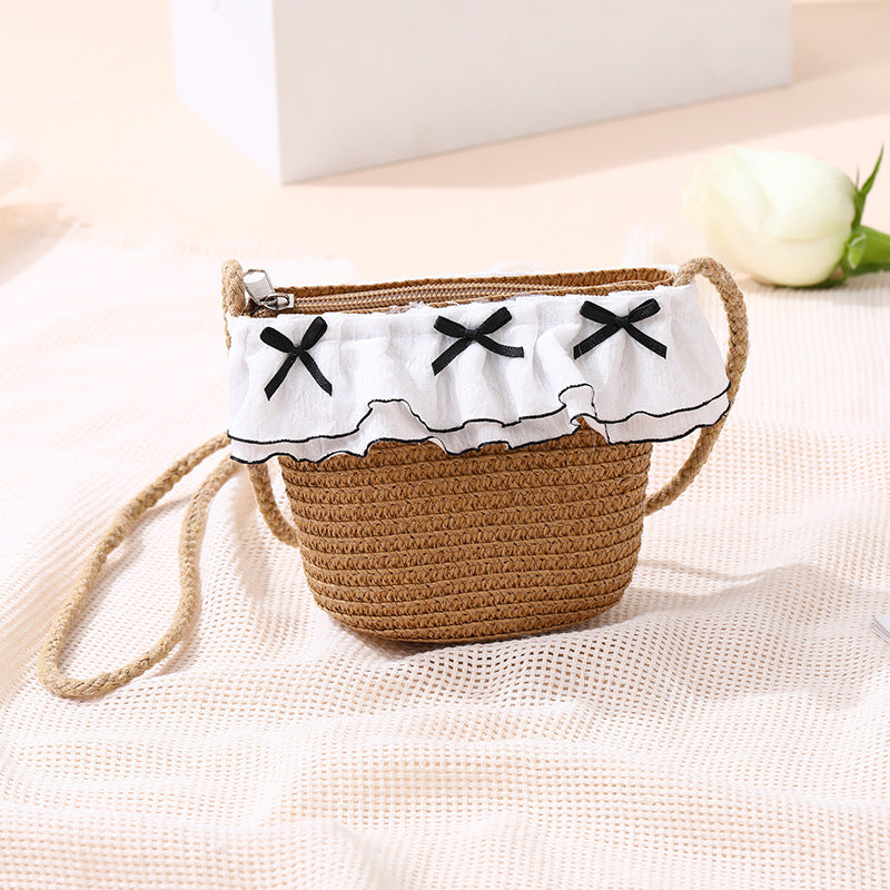 Summer Double-Layer Lace Wide-Brim Straw Hat for Kids