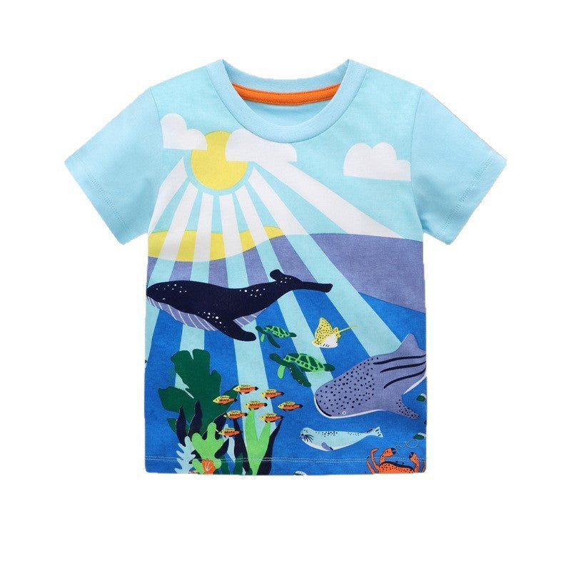 Kids Summer Short Sleeve T-Shirt Animal Print Casual Top