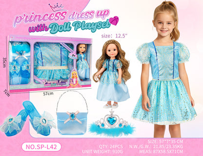 Princess Doll Dress-Up Playset - 32cm Rubber Doll Toy