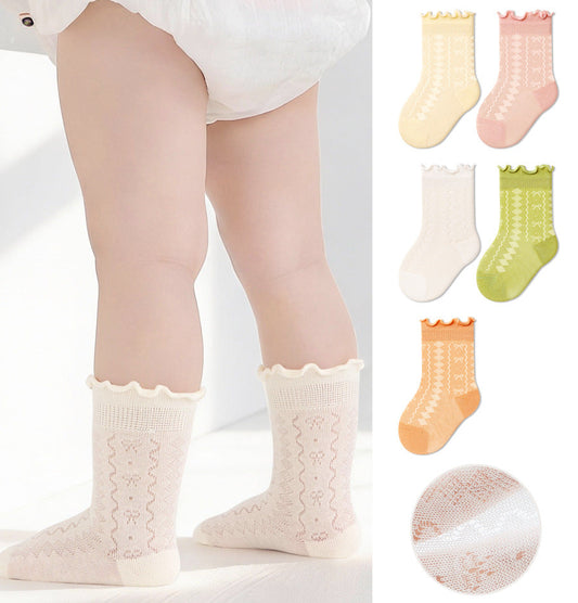 Colorful Lace Baby Socks Breathable Cotton Mid-Calf Socks