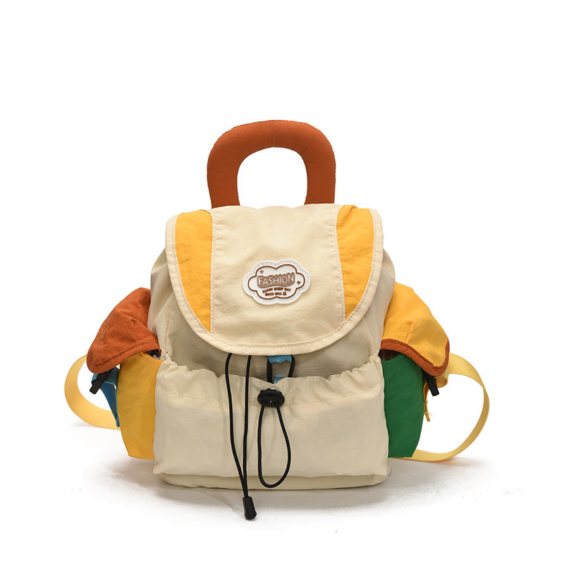 Trendy Color Block School Backpack for Kids