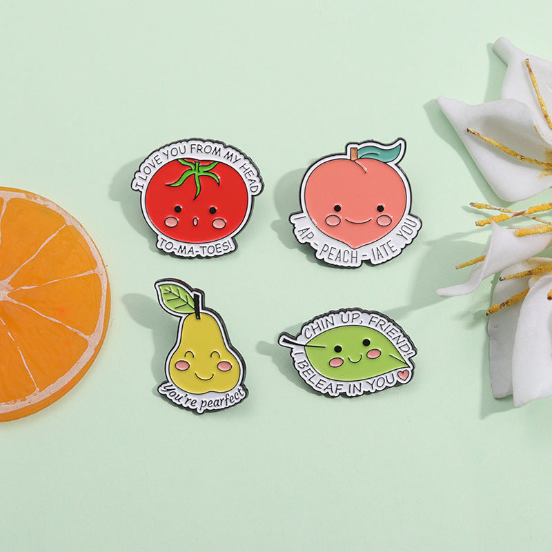 Adorable Fruit Brooch - Peach Apple Pear Pin for Fashionable Style