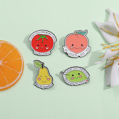 Adorable Fruit Brooch - Peach Apple Pear Pin for Fashionable Style