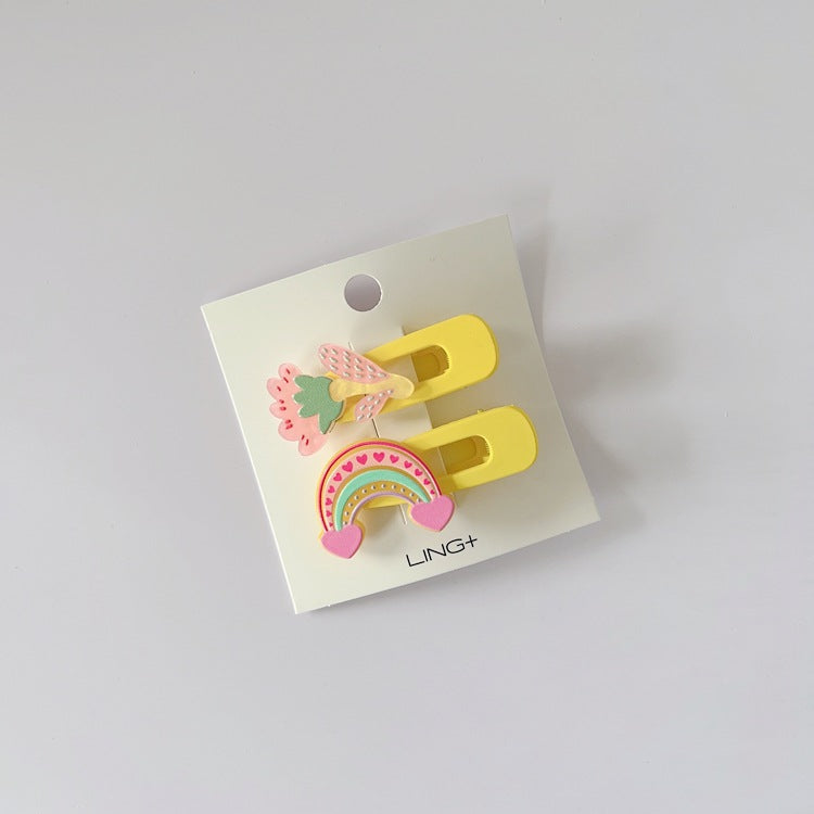 Acrylic Rainbow Flower Hair Clips for Kids