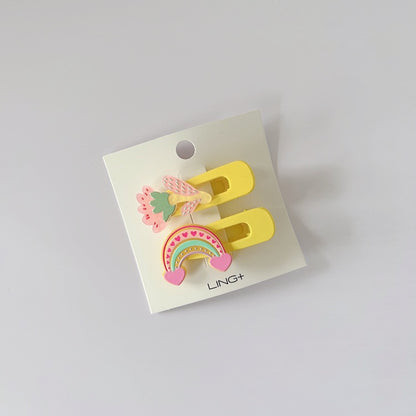 Acrylic Rainbow Flower Hair Clips for Kids