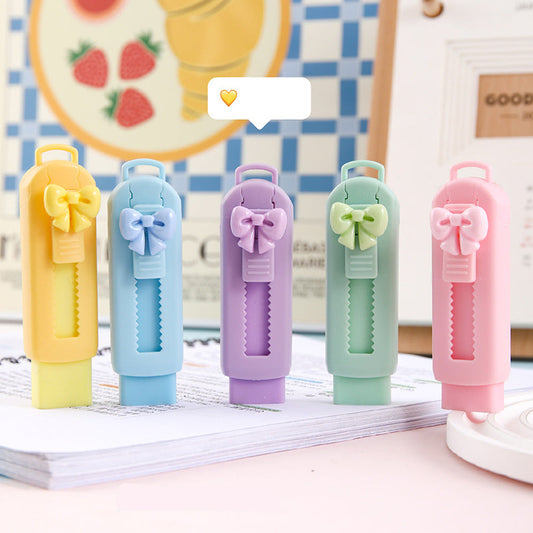 Retractable Cartoon Eraser Cute Heart Bow No Mess