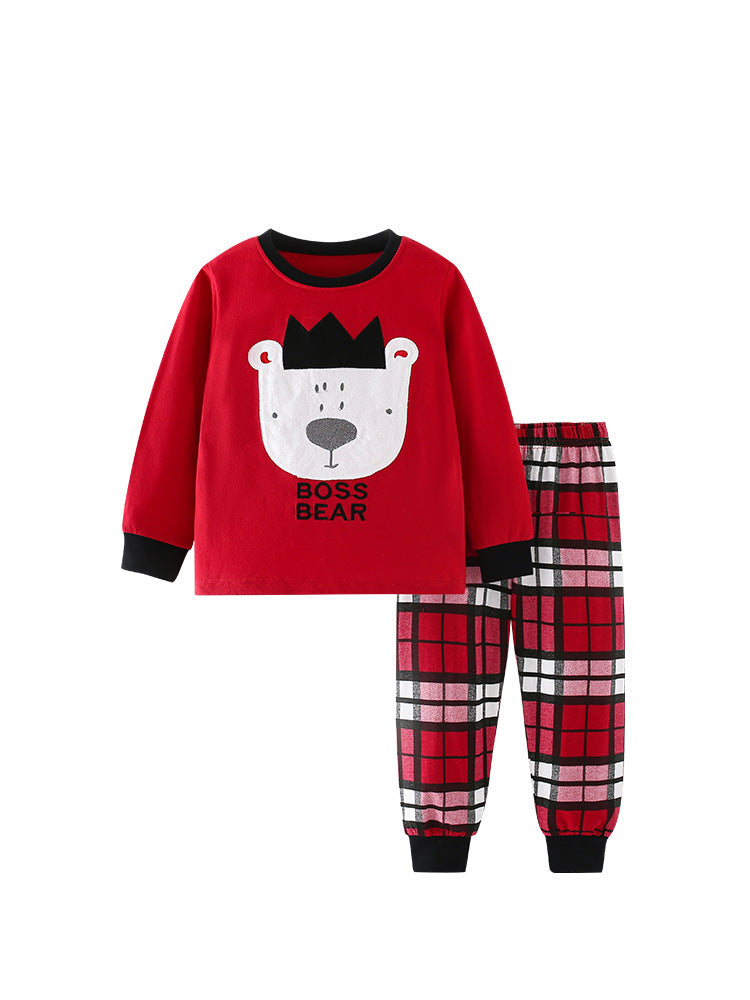 Red Plaid Long Sleeve Kids Outfit Cute Casual Set
