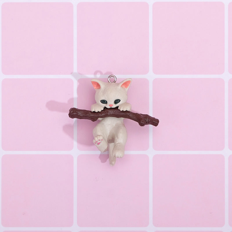 Cute Cat Branch Brooch Creative 3D Enamel Pin for Bags and Apparel