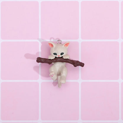Cute Cat Branch Brooch Creative 3D Enamel Pin for Bags and Apparel
