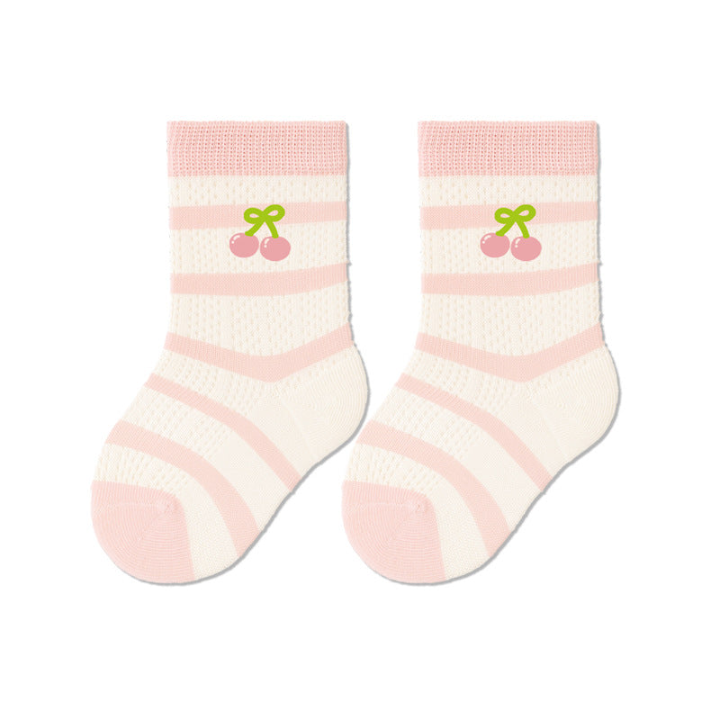 Breathable Cotton Baby Socks With Cartoon Colors