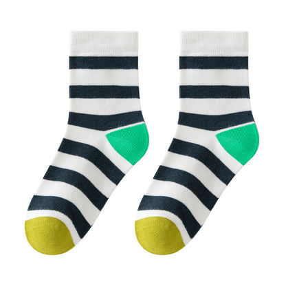 Color Block Cotton Mid-Calf Basketball Socks for Kids