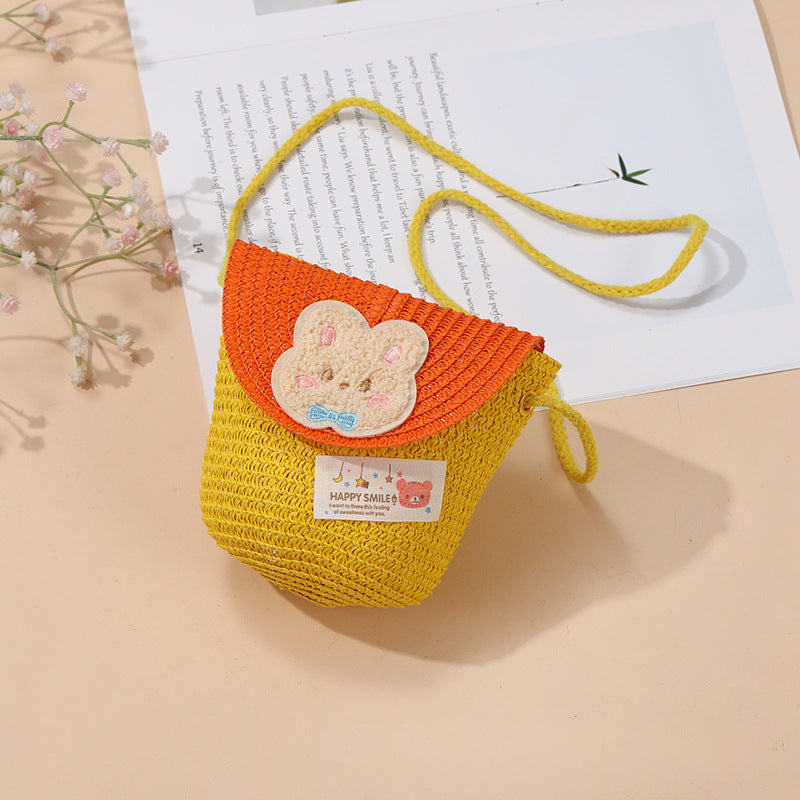 Cute Summer Children's Crossbody Woven Bag with Animal Patterns