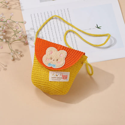 Cute Summer Children's Crossbody Woven Bag with Animal Patterns